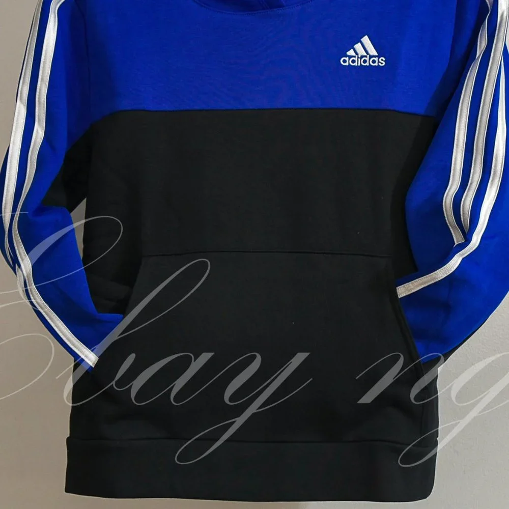 Adidas Boys'‎ Youth Pullover Fleece Hoodie BLUE/BLACK